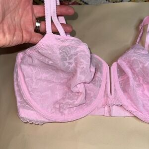Auden Pink Lace Unlined Comfort Wire Balconette Bra 44DDD NWT